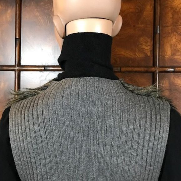NWOT Jones New York Faux Mongolian Fur Cotton Blend Ribbed Knit Back Vest - Picture 9 of 11